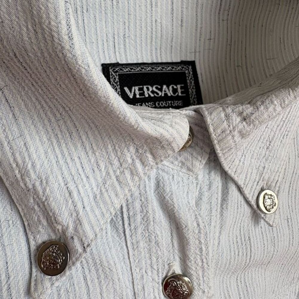 Vintage Versace Oxford Button Down Shirt Reworked Designer - Picture 5 of 10